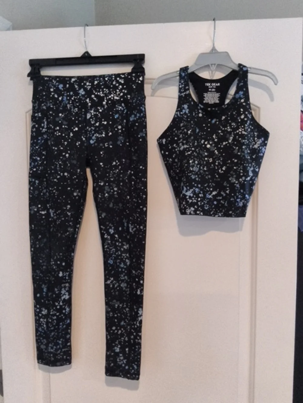 tek gear Black & Light Blue Speckled High-Waist Leggings with Crop Tank